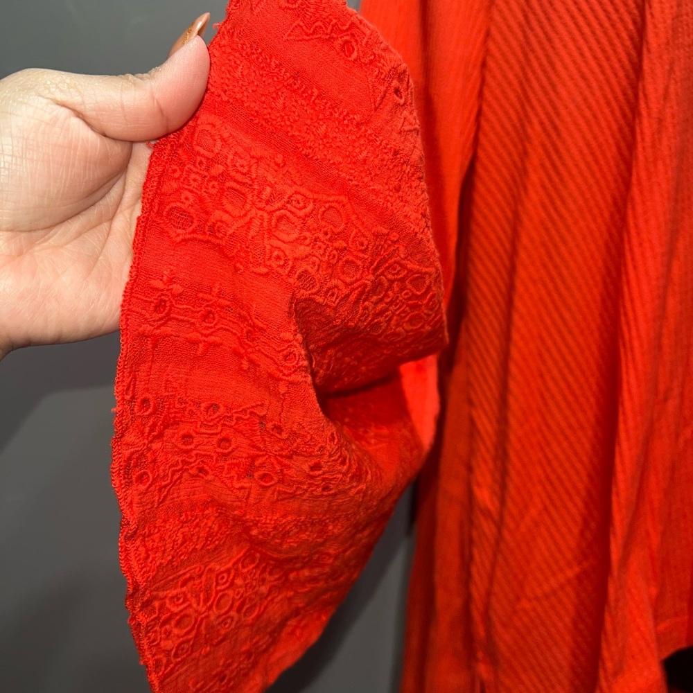 𐙚⋆˚✿˖° Boho Red Lace-Trimmed Top 𐙚⋆˚✿˖° - Picture 6 of 8